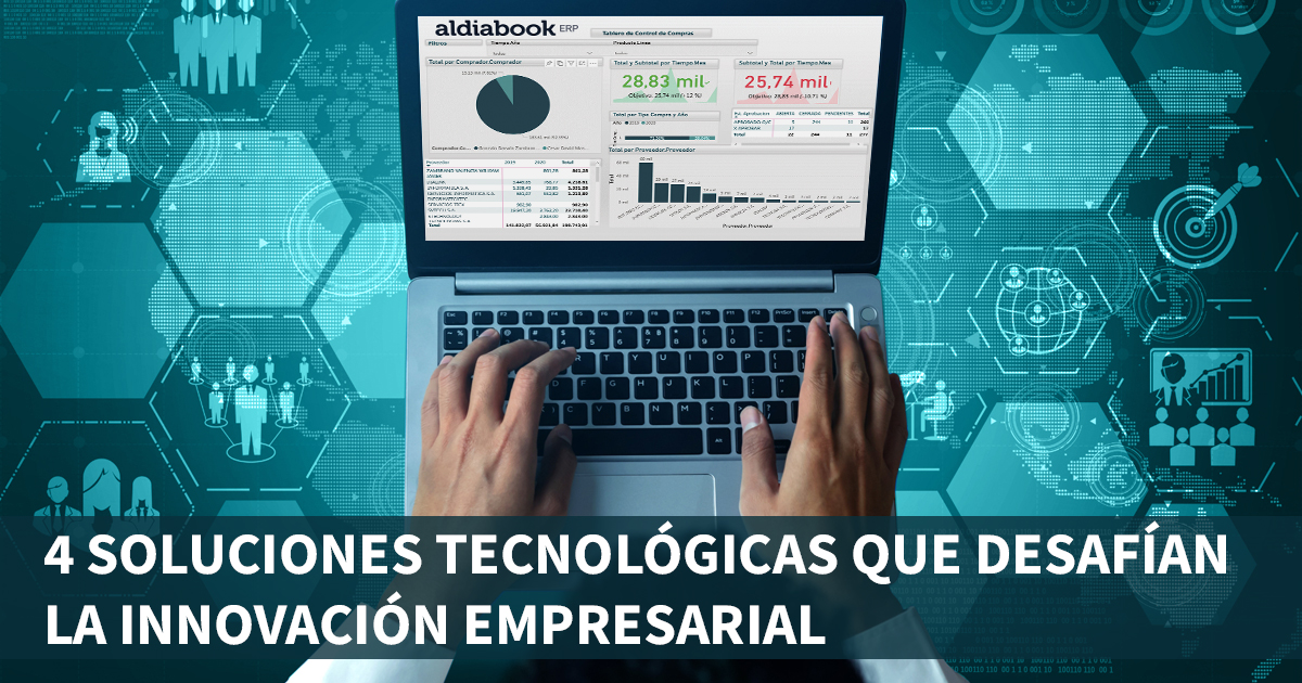 manos de persona sobre teclado de computadora con sistema aldiabook erp